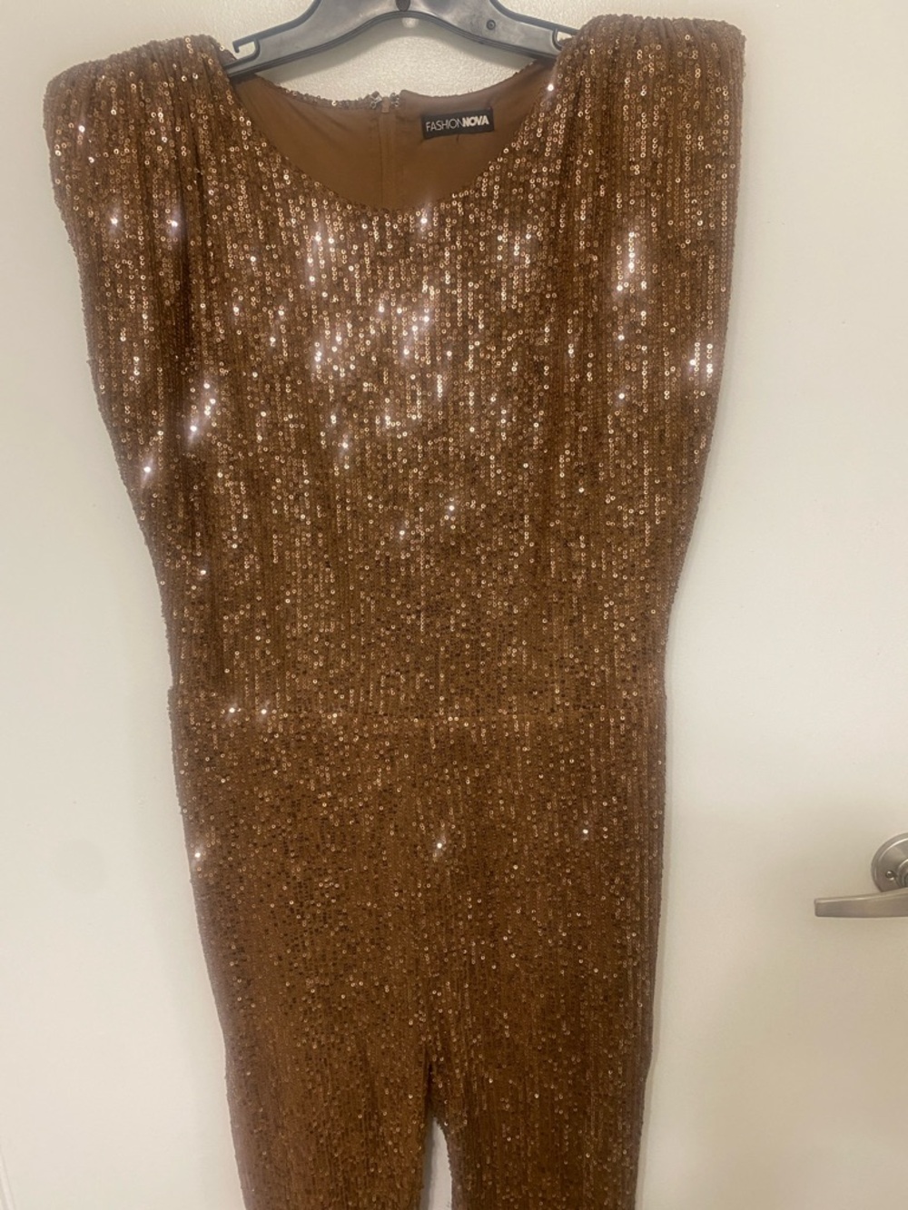 Fashion Nova Copper Sequin Strapless Dress